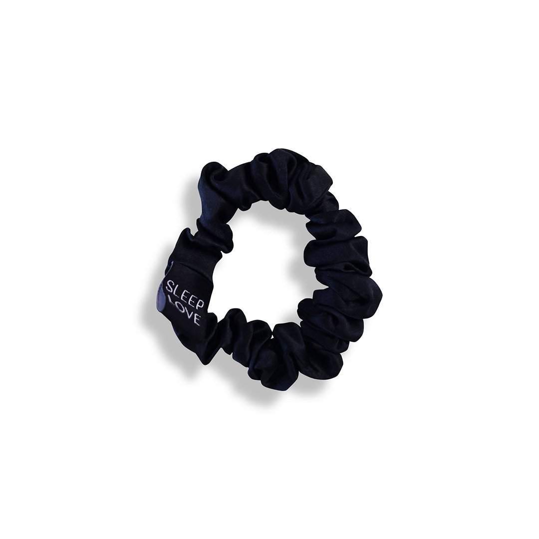 Midnight Black Silk Scrunchies - SleepLove