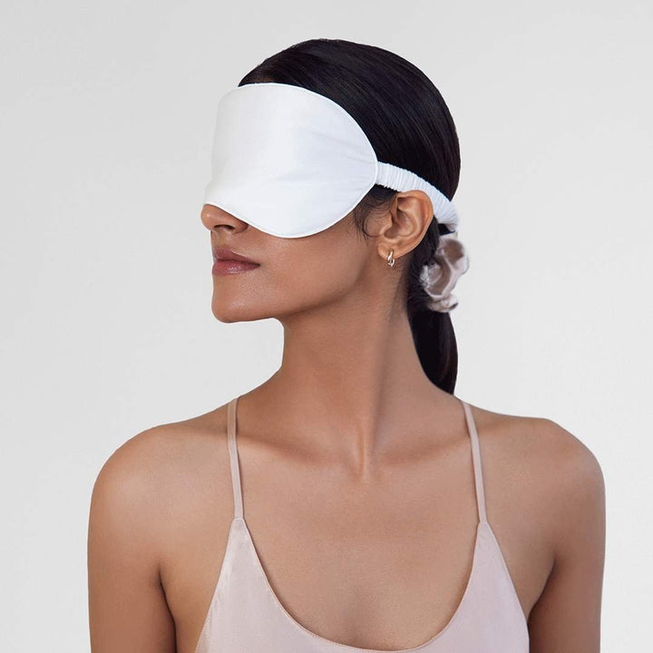 Moon White Mulberry Silk Eye Mask - SleepLove