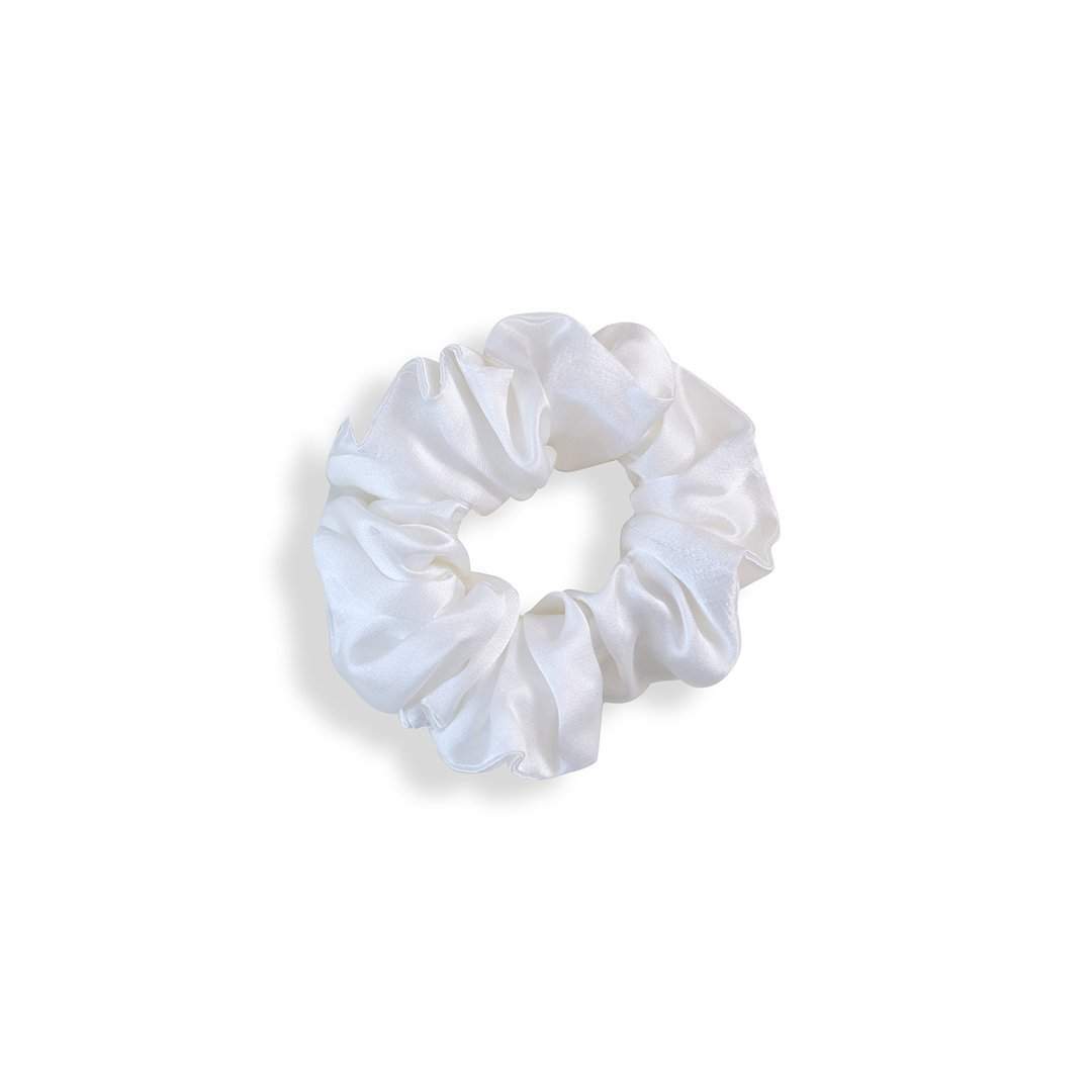 Moon White Silk Scrunchies - SleepLove