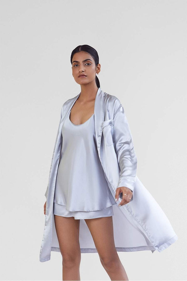 Twilight Silver Silk Robe - SleepLove