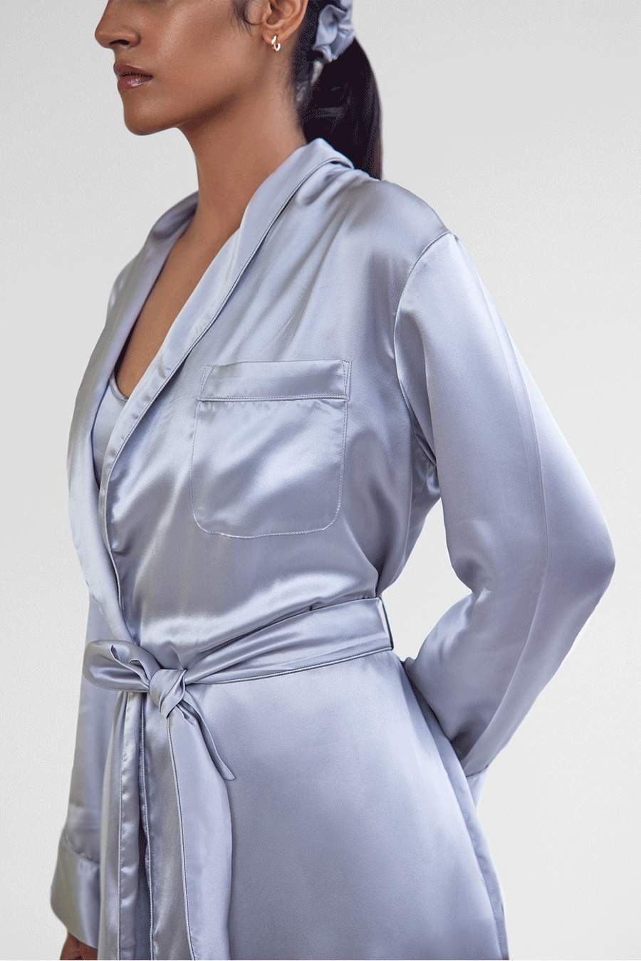 Twilight Silver Silk Robe - SleepLove