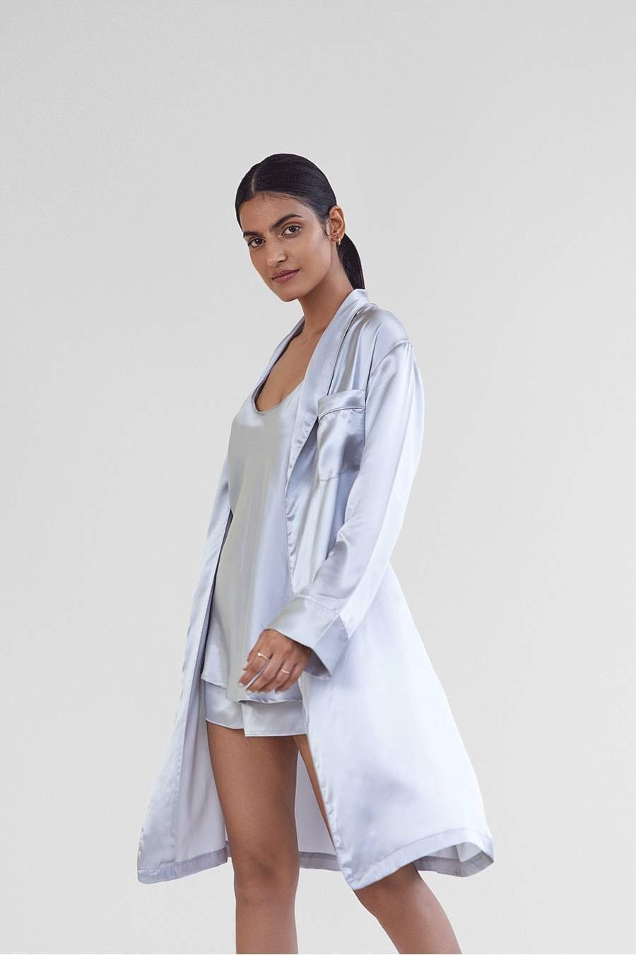 Twilight Silver Silk Robe - SleepLove