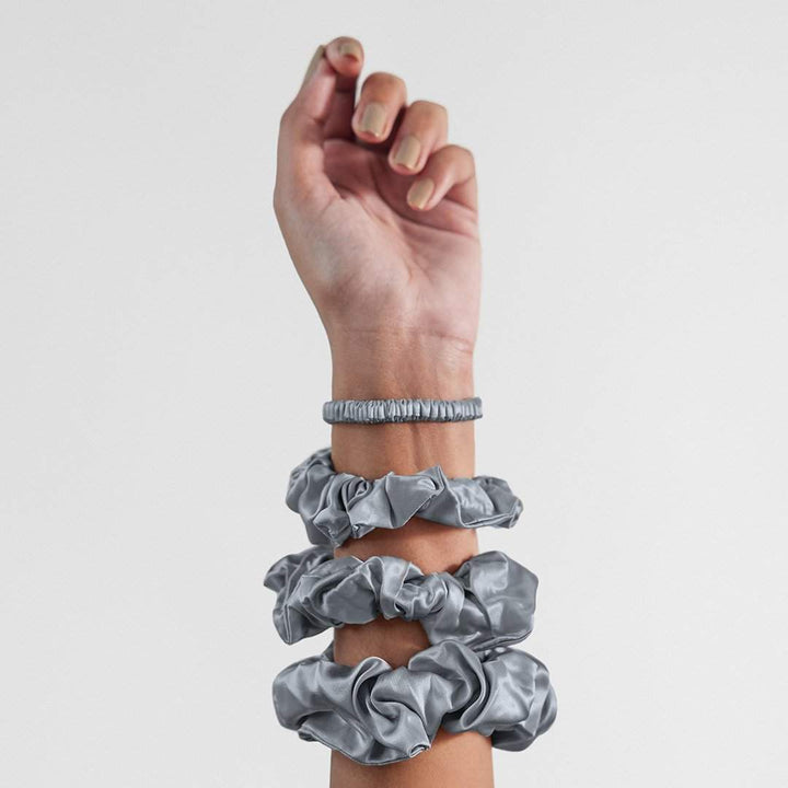 Twilight Silver Silk Scrunchies - SleepLove